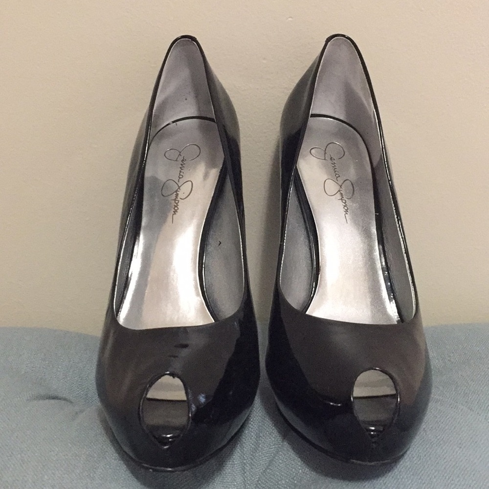 Jessica Simpson black peep toe high heels